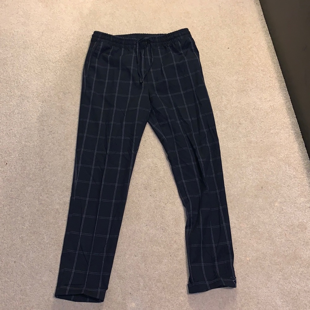 H&M Plaid Pants Navy Blue